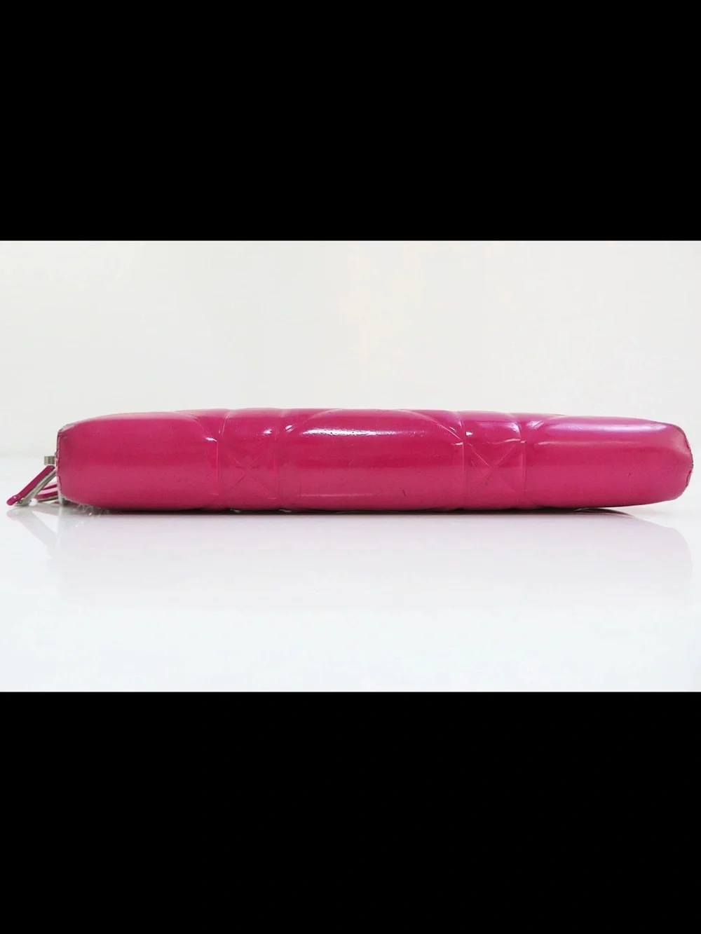 Dior Hot Pink Quilted Patent Leather Zip Wallet